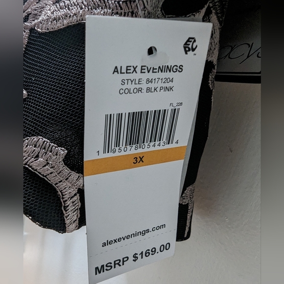 Alex Evenings, Embroided Tulle 3/4 Sleeve Zip Jacket with Peplum Hem, 3XL - Picture 2 of 3